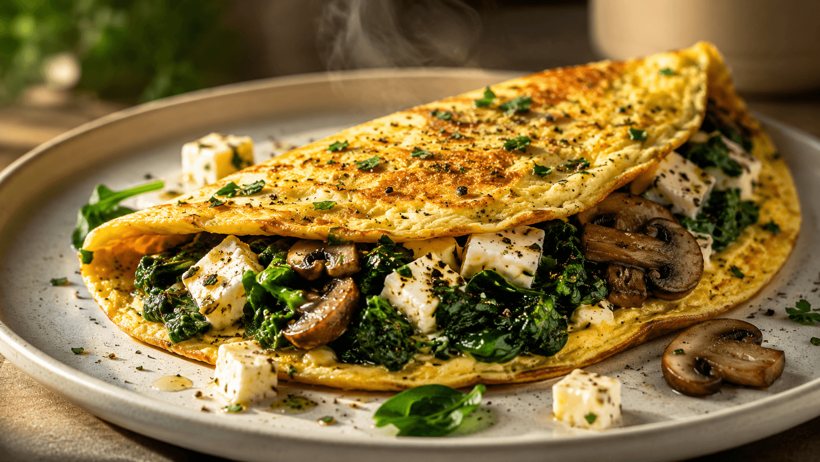 Paneer, Spinach & Mushroom Omelet